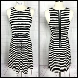 👗 |•THML•| Black & Beige Striped Fit & Flare Dress Size Small